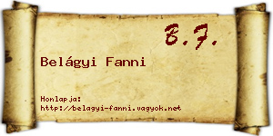 Belágyi Fanni névjegykártya